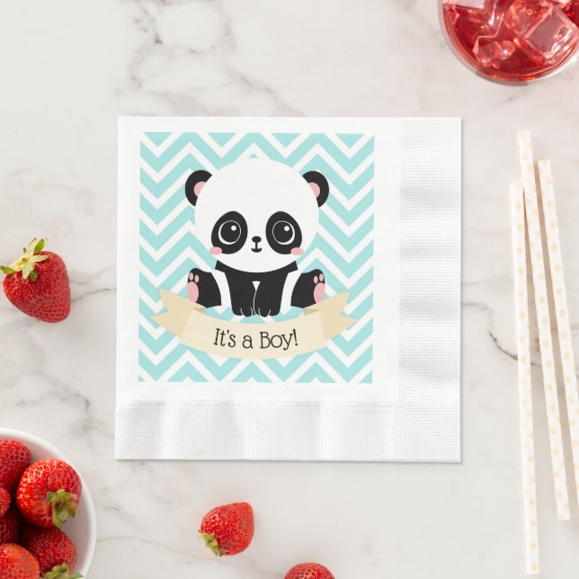 Adorable Baby Panda Blue Baby Dusche Serviette (Beispiel)