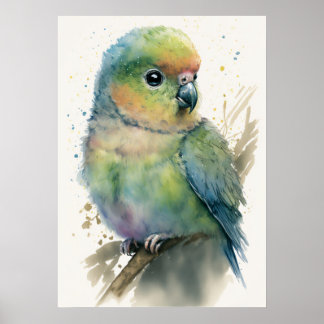 Adorable Baby Parrot Watercolor Kinderzimmer Poste Poster