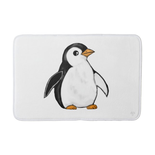 Adorable Baby Penguin Airbrush-Style Winter Art Badematte (Vorderseite)