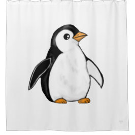 Adorable Baby Penguin Airbrush-Style Winter Art Duschvorhang