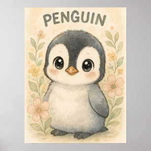 Adorable Baby Penguin - Niedliche Kunst für Kinder Poster
