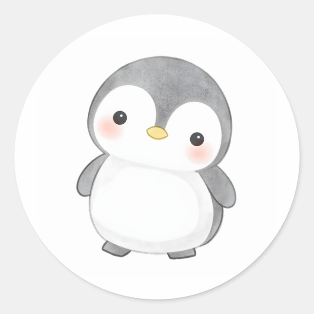 Adorable Baby Pinguin Chick Sticker Wasserfarbe (Vorderseite)