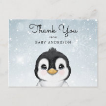 Adorable Baby Pinguin Winter Danke Postcard