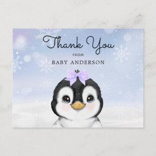 Adorable Baby Pinguin Winter Danke Postcard Postkarte