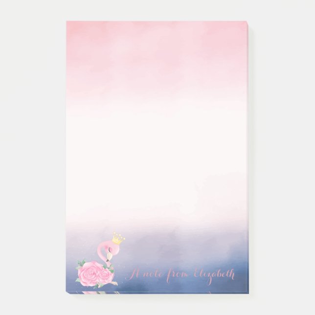 Adorable Baby Pink Flamingo Floral Post-it Klebezettel (Vorderseite)