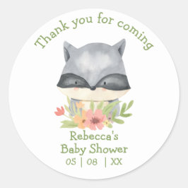 Adorable Baby Raccoon Baby Dusche Danke Classi Runder Aufkleber