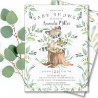 Adorable Baby Raccoon und Mama Woodland Kinderdusc