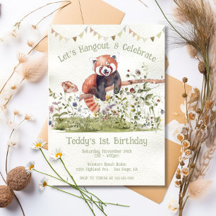 Adorable Baby Red Panda Bär 1. Geburtstag Party im Einladung