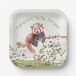 Adorable Baby Red Panda Bear Baby Dusche Pappteller