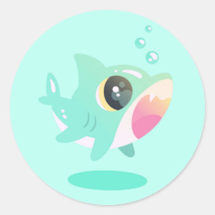 Adorable Baby Shark Runder Aufkleber
