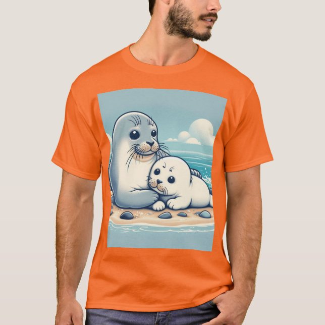 "Adorable Baby Siegel mit Mama - Ocean Liebe" T-Shirt (Vorderseite)