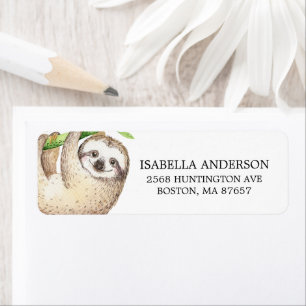 Adorable Baby Sloth Baby Dusche Adressetikett