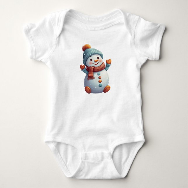 Adorable Baby Snowman in Hat und Scarf Strampler (Vorderseite)