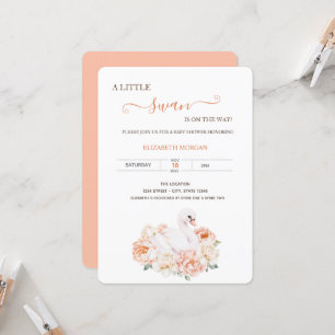 Adorable Baby Swan Rose Babydusche Einladung