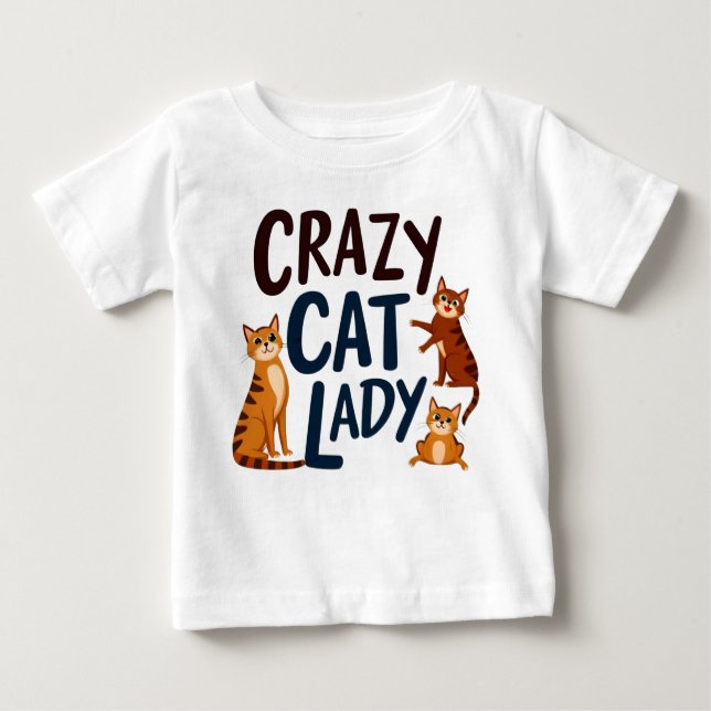 Adorable Baby T-Shirt - Crazy Cat Lady mit Sassy C (Vorderseite)