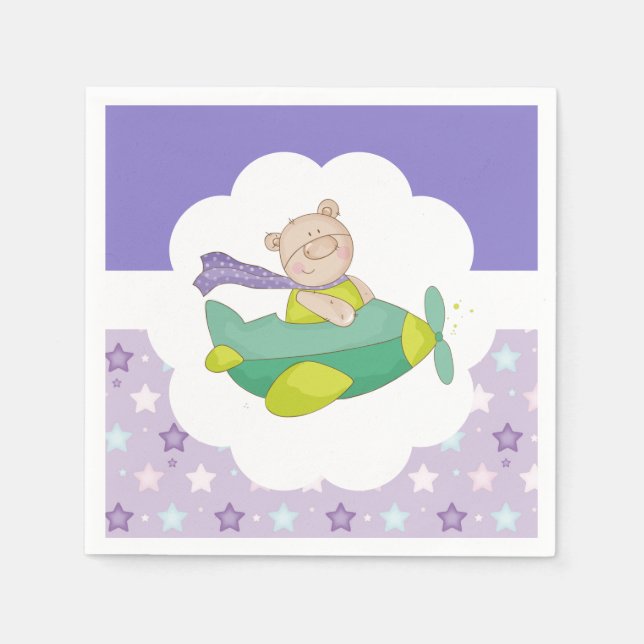 Adorable Baby Teddy Bear Paper Napkin Serviette (Vorderseite)