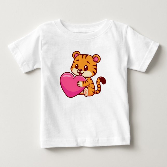 Adorable Baby Tiger umarmt ein Herz T-shirt (Vorderseite)