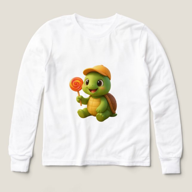 Adorable Baby Turtle mit Lollipop (Design Vorderseite)