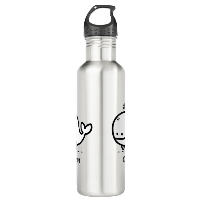 Adorable Baby Whale - Kawaii Sea Creative Line Art Edelstahlflasche (Vorderseite)