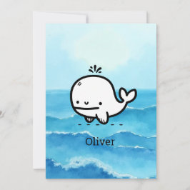 Adorable Baby Whale - Kawaii Sea Creative Line Art Einladung