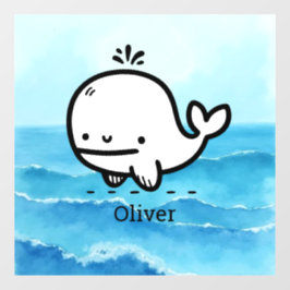 Adorable Baby Whale - Kawaii Sea Creative Line Art Fensteraufkleber