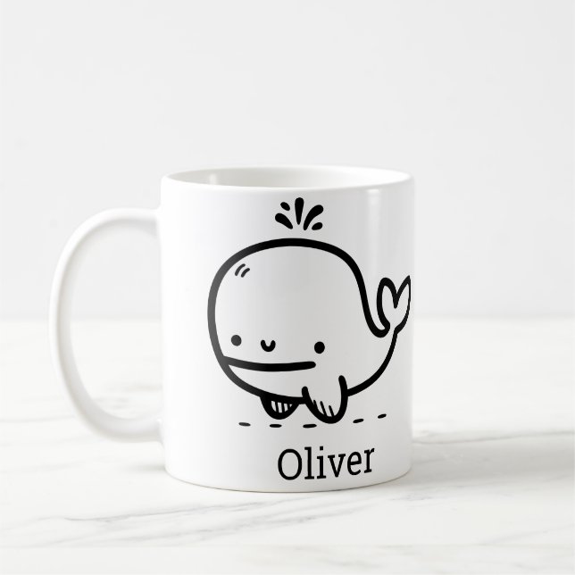 Adorable Baby Whale - Kawaii Sea Creative Line Art Kaffeetasse (Links)