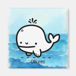 Adorable Baby Whale - Kawaii Sea Creative Line Art Magnet