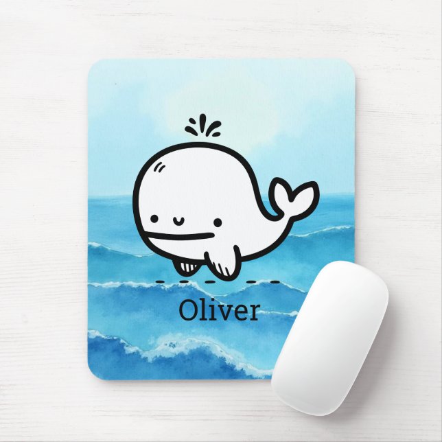 Adorable Baby Whale - Kawaii Sea Creative Line Art Mousepad (Mit Mouse)