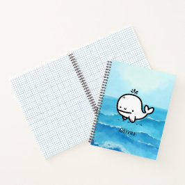 Adorable Baby Whale - Kawaii Sea Creative Line Art Notizbuch
