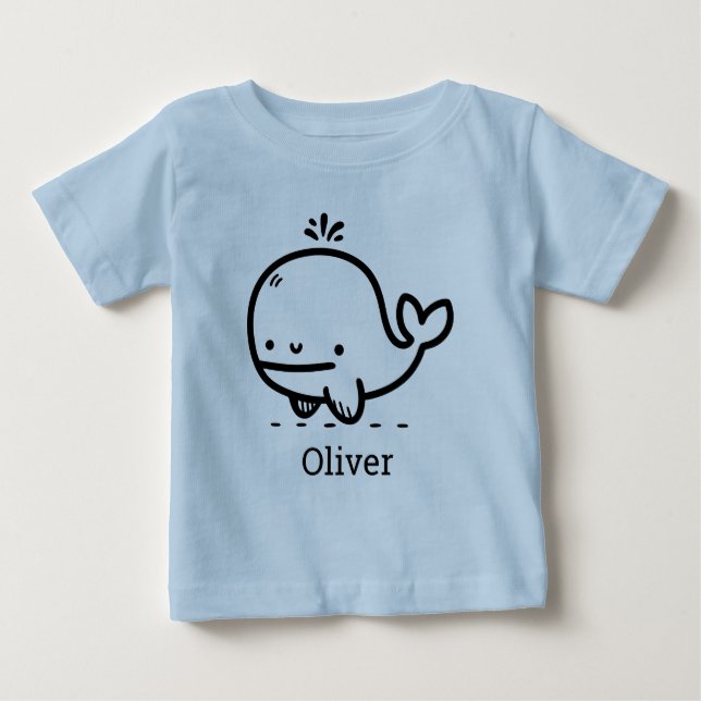 Adorable Baby Whale - Kawaii Sea Creative Line Art T-shirt (Vorderseite)