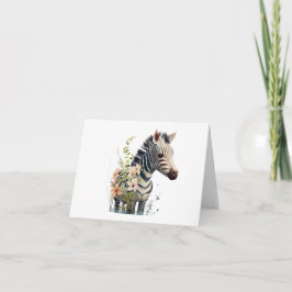 Adorable Baby Zebra mit Blume BLANK Karte