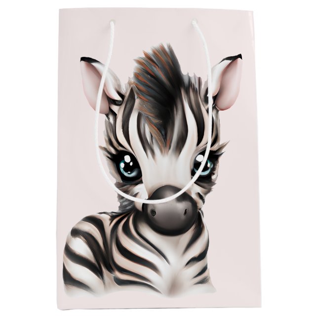Adorable Baby Zebra Mittlere Geschenktüte (Vorderseite)
