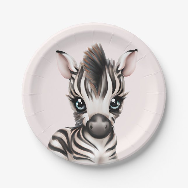 Adorable Baby Zebra Pappteller (Vorderseite)