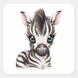 Adorable Baby Zebra Quadratischer Aufkleber
