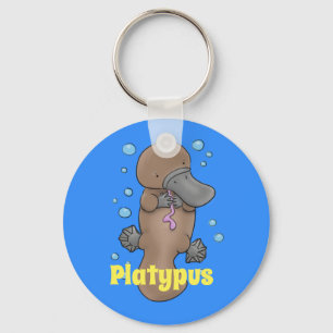 Adorable Babyplatypus-Illustration mit Blasen Schlüsselanhänger