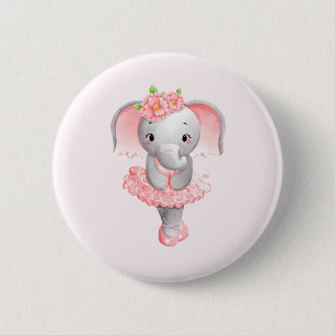 Adorable Ballerina Elephant En Pointe Button