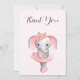 Adorable Ballerina Elephant En Pointe Dankeskarte