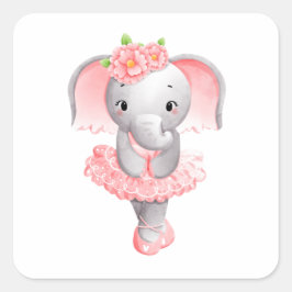 Adorable Ballerina Elephant En Pointe Quadratischer Aufkleber