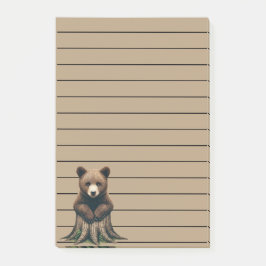 Adorable Bären Cub sitzend auf Baumstumpf Post-it Klebezettel