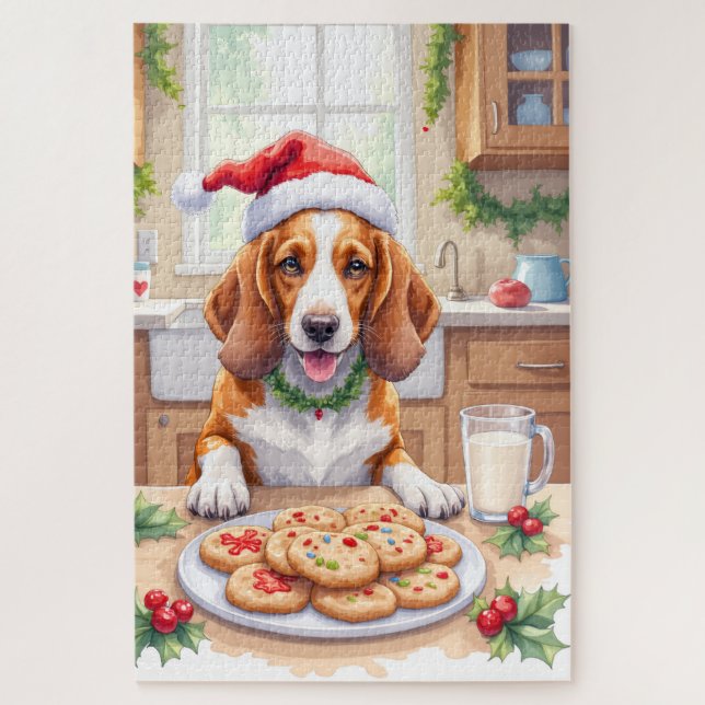 Adorable Basset Hound Sneaking Christmas Cookies Puzzle (Vertikal)