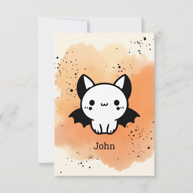 Adorable Bat Buddy - Kawaii Minimalistisches Kinde Dankeskarte (Vorderseite)