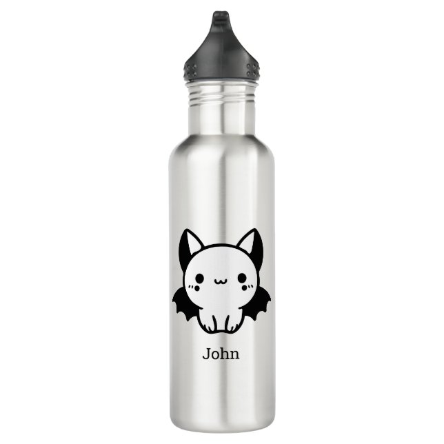 Adorable Bat Buddy - Kawaii Minimalistisches Kinde Edelstahlflasche (Rechts)