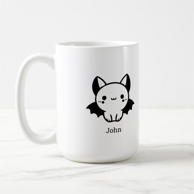 Adorable Bat Buddy - Kawaii Minimalistisches Kinde Kaffeetasse (Links)