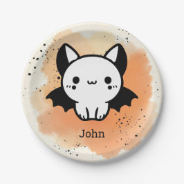 Adorable Bat Buddy - Kawaii Minimalistisches Kinde Pappteller
