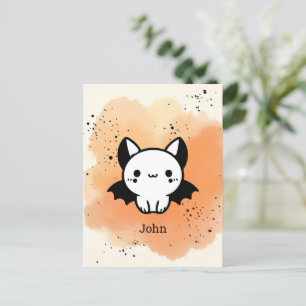 Adorable Bat Buddy - Kawaii Minimalistisches Kinde Postkarte