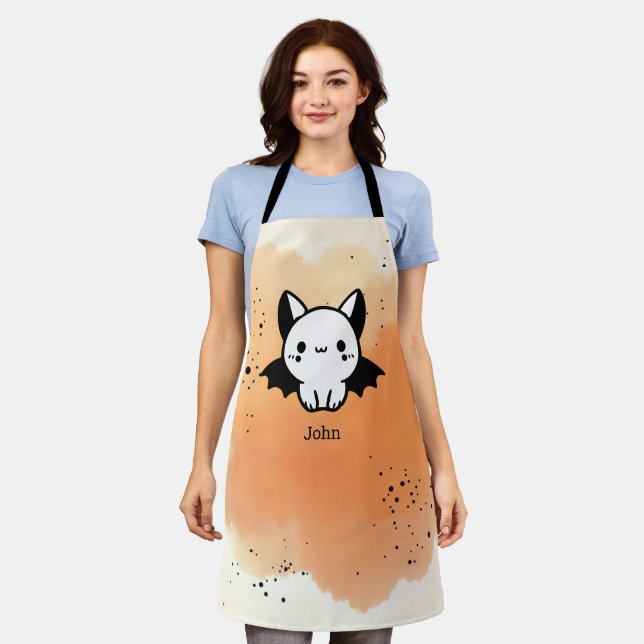 Adorable Bat Buddy - Kawaii Minimalistisches Kinde Schürze (Getragen)