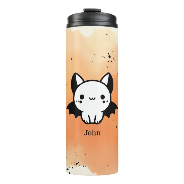 Adorable Bat Buddy - Kawaii Minimalistisches Kinde Thermosbecher (Vorderseite)