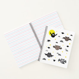 Adorable Bat Illustration Spiral Notebook Notizbuch