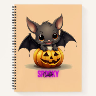 Adorable Bat on Pumpkin Niedlich Halloween Dekor 2 Notizbuch