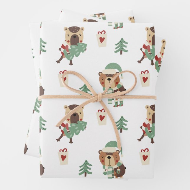 Adorable Bäume | Teddy Bear Christmas Geschenkpapier Set (Beispiel)